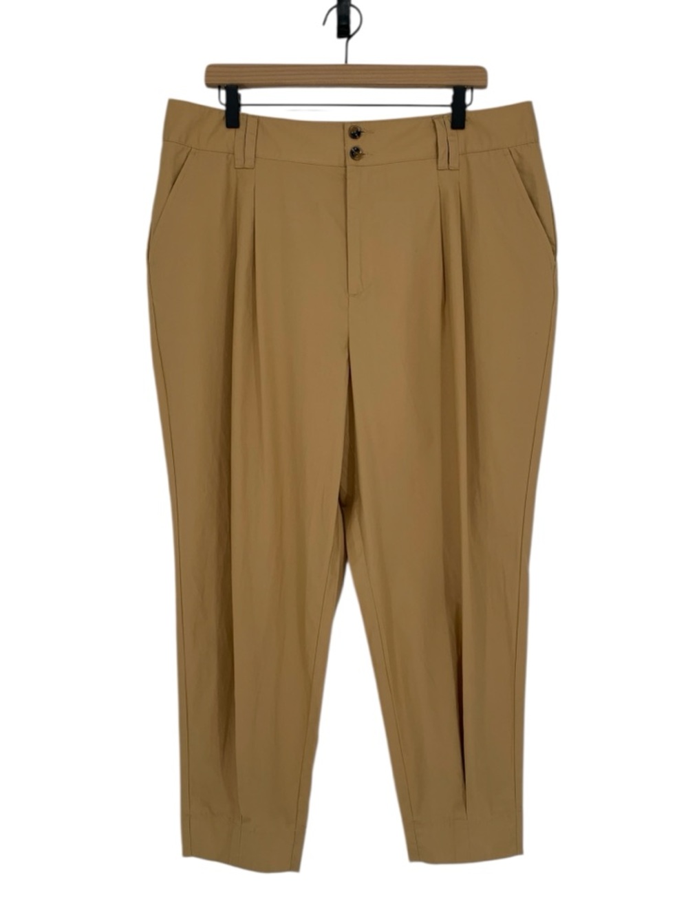 Who What Wear Camel Colored 13” High Rise Pleated Tapered Ankle Pants - Picture 2 of 9